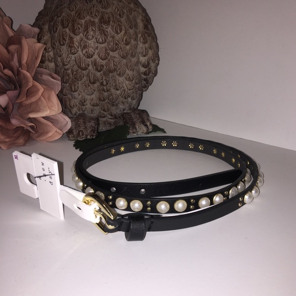 a new day Accessories - A new day black belt with pearls/gold accents NWT